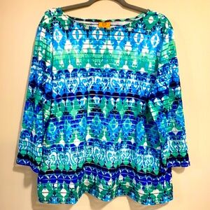 ❤️Ruby Rd. XL Print Knit Top with Tank Lining